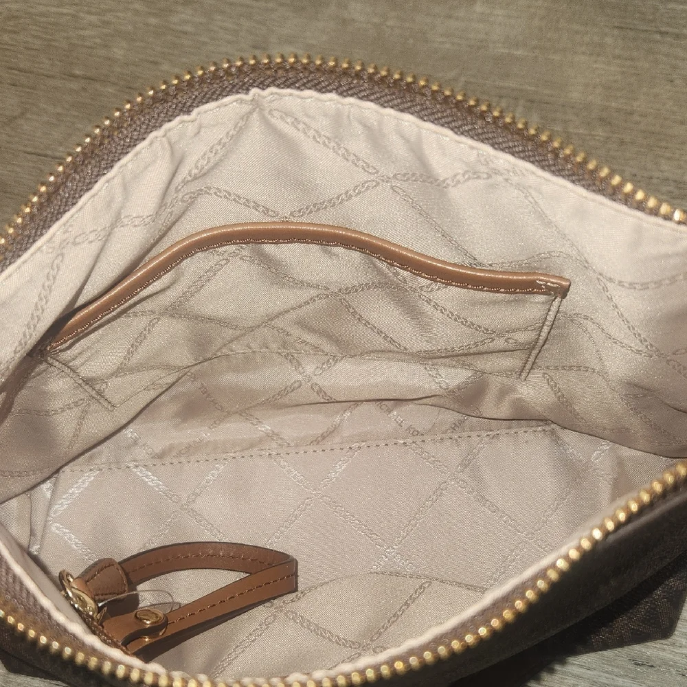 Michael Kors Dark Brown and Tan Crossbody Bag